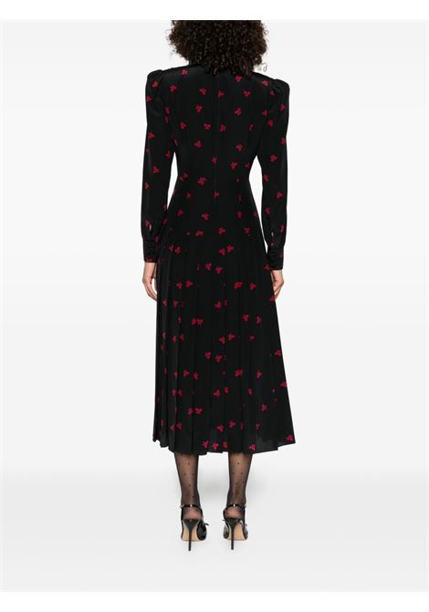 Black pleated bow-print dress Alessandra Rich - women ALESSANDRA RICH | FABX4111F45950900